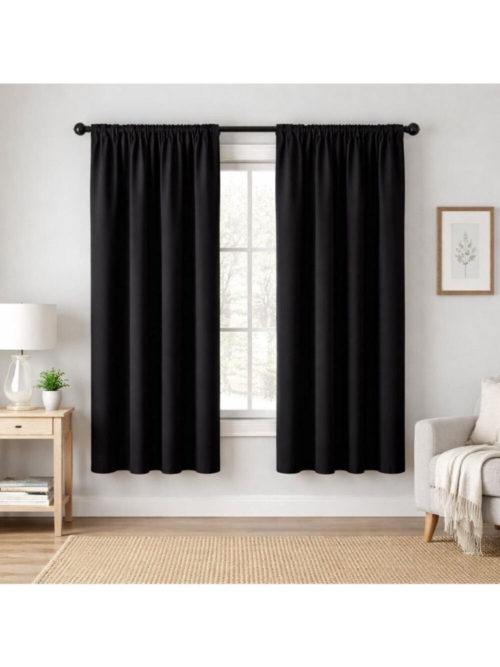 Sun Zero Blackout Curtain Panel 52in x 63in Two Single Panels Rod Pocket NEW